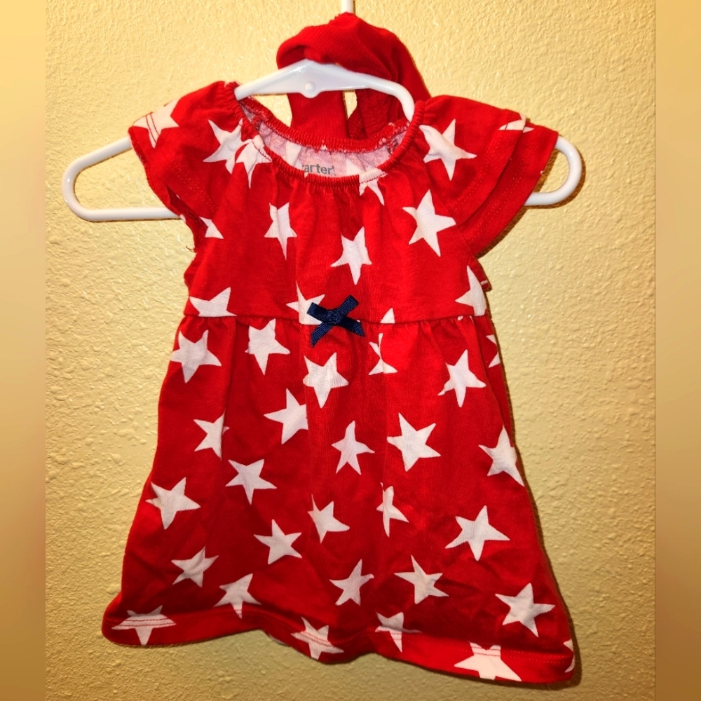 Red dress with stars and solid red diaper cover
